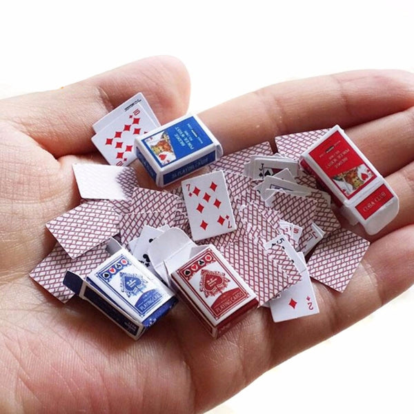 1:12 DIY Cute Dollhouse Poker Playing Cards Style Random Mini Poker Doll Accessories, 1:12 Cute Dollhouse Poker