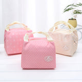 Striped Dot Portable Thermal Insulated Cold Keep Food Safe Warm Lunch Bag