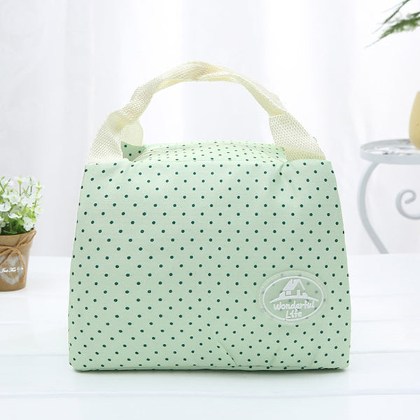 Striped Dot Portable Thermal Insulated Cold Keep Food Safe Warm Lunch Bag