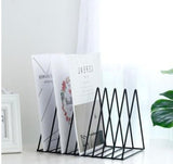 Triangle Simple Iron Metal Desktop Storage Rack Shelf File Magazine Bookend Office Rack Stationery Organizer Holder, Storage Rack  Black