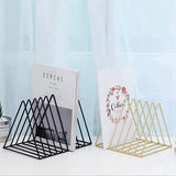 Triangle Simple Iron Metal Desktop Storage Rack Shelf File Magazine Bookend Office Rack Stationery Organizer Holder, Storage Rack  Black