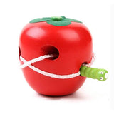 Wooden Learning and Education Children Colorful Worm Eat Fruit Apple Educational Toys, Worm Eat Fruit Apple