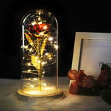 Simulation Roses Lights Glass Cover Decorations Crafts Valentines Day Gifts