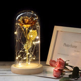 Simulation Roses Lights Glass Cover Decorations Crafts Valentines Day Gifts