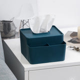 Simple Plastic Multifunctional Tissue Box Home Office Desk Storage Drawer Tray, Dark Blue, Dark Flesh, Yellow