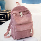 Soft Fabric Backpack Female Corduroy Design School Backpack for Teenage Girls Women