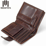 Vintage Men Wallet Genuine Leather Short Wallets Male Multifunctional Cowhide Male Purse Coin Pocket Photo Card Holder