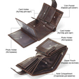 Vintage Men Wallet Genuine Leather Short Wallets Male Multifunctional Cowhide Male Purse Coin Pocket Photo Card Holder