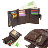 Vintage Men Wallet Genuine Leather Short Wallets Male Multifunctional Cowhide Male Purse Coin Pocket Photo Card Holder