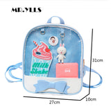 Transparent Children Backpack Cute Bow Bags Mini Schoolbag