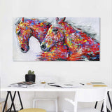 Two Horses Watercolor Decorative Oil Painting Living Room Decoration Painting Frameless Core, 20 x 40 cm, 30 x 60 cm, 40 x 80 cm, 50×100 cm