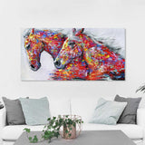 Two Horses Watercolor Decorative Oil Painting Living Room Decoration Painting Frameless Core, 20 x 40 cm, 30 x 60 cm, 40 x 80 cm, 50×100 cm