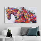 Two Horses Watercolor Decorative Oil Painting Living Room Decoration Painting Frameless Core, 20 x 40 cm, 30 x 60 cm, 40 x 80 cm, 50×100 cm