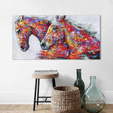 Two Horses Watercolor Decorative Oil Painting Living Room Decoration Painting Frameless Core, 20 x 40 cm, 30 x 60 cm, 40 x 80 cm, 50×100 cm