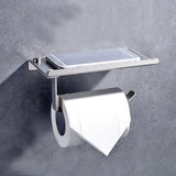 Stainless Steel Glossy Toilet Paper Holder Paper Roll Hanger With Mobile Phone Storage Shelf, Glossy Toilet Paper Holder