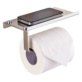 Stainless Steel Glossy Toilet Paper Holder Paper Roll Hanger With Mobile Phone Storage Shelf, Glossy Toilet Paper Holder