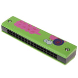 Wooden 16-holes Double-row Harmonica for Beginners, Yellow cherry, Green snail, Pink note, Blue fish, Blue giraffe