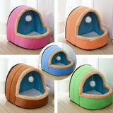 Pet Dog Cat  Warm Soft Bed Pet Cushion Dog Kennel Cat Castle Foldable Puppy House with Toy Ball, S, M, L