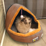 Pet Dog Cat  Warm Soft Bed Pet Cushion Dog Kennel Cat Castle Foldable Puppy House with Toy Ball, S, M, L