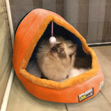 Pet Dog Cat  Warm Soft Bed Pet Cushion Dog Kennel Cat Castle Foldable Puppy House with Toy Ball, S, M, L