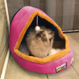 Pet Dog Cat  Warm Soft Bed Pet Cushion Dog Kennel Cat Castle Foldable Puppy House with Toy Ball, S, M, L