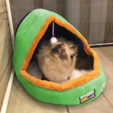 Pet Dog Cat  Warm Soft Bed Pet Cushion Dog Kennel Cat Castle Foldable Puppy House with Toy Ball, S, M, L