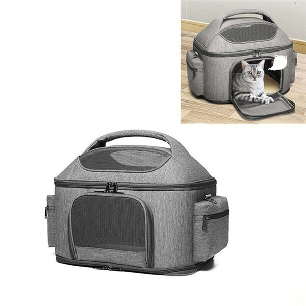 Portable Pet Bag for Outing Cats and Dogs Collapsible Pet Shoulder Bag Pet Backpack, Light Gray, Light Green, Blue