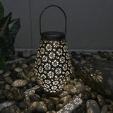 Outdoor Solar Wrought Iron Lantern Garden Decoration Light LED Pendant Lamp, Chrysanthemum Lantern