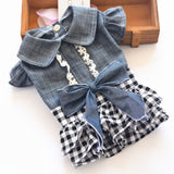 Pet Clothes Autumn And Winter Skirt Thin Dog Skirt Small Dog Princess Bow Denim Skirt, XS, S, M, L, XL