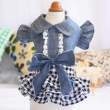 Pet Clothes Autumn And Winter Skirt Thin Dog Skirt Small Dog Princess Bow Denim Skirt, XS, S, M, L, XL