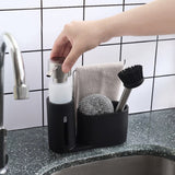 Soap Dispenser Kitchen Sink Steel Wire Ball Pot Brush Rag Storage Rack Set, Brush Rag Storage Rack Set