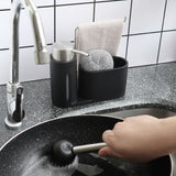 Soap Dispenser Kitchen Sink Steel Wire Ball Pot Brush Rag Storage Rack Set, Brush Rag Storage Rack Set