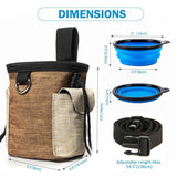 Outdoor Pet Training Bag Dog Training Pockets Pet Snack Storage Bag Pockets, Brown Waist Bag, Brown Waist Bag+Folding Bowl