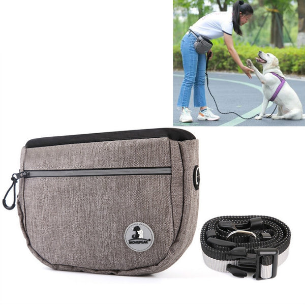 MOVEPEAK Pet Snack Bag Leash Pet Training Waist Bag Outing Dog Snack Bag