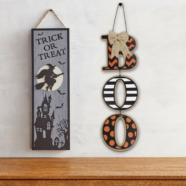 Wooden Halloween BOO Letters Home Decoration Hanging Crafts, BOO Letters Decoration