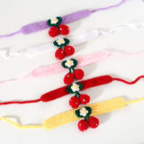 Pet Handmade Knitted Wool Cherry Cat Dog Collar Bib Adjustable Necklace, S 20-25cm, M 25-30cm