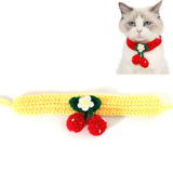 Pet Handmade Knitted Wool Cherry Cat Dog Collar Bib Adjustable Necklace, S 20-25cm, M 25-30cm