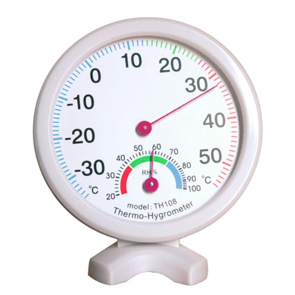 TH108 Mini Round Clock-shaped Indoor Outdoor Hygrometer Humidity Thermometer Temperature Meter, Random Color Delivery, TH108