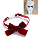 Velvet Bowknot Adjustable Pet Collar Cat Dog Rabbit Bow Tie Accessories, S 17-30cm Bowknot, S 17-30cm Bowknot With Bell