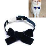 Velvet Bowknot Adjustable Pet Collar Cat Dog Rabbit Bow Tie Accessories, S 17-30cm Bowknot, S 17-30cm Bowknot With Bell