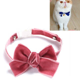 Velvet Bowknot Adjustable Pet Collar Cat Dog Rabbit Bow Tie Accessories, S 17-30cm Bowknot, S 17-30cm Bowknot With Bell