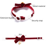 Velvet Bowknot Adjustable Pet Collar Cat Dog Rabbit Bow Tie Accessories, S 17-30cm Bowknot, S 17-30cm Bowknot With Bell