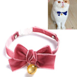 Velvet Bowknot Adjustable Pet Collar Cat Dog Rabbit Bow Tie Accessories, S 17-30cm Bowknot, S 17-30cm Bowknot With Bell