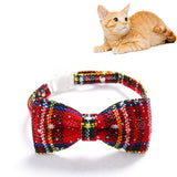 Snowflake Christmas Red Plaid Adjustable Pet Bow Tie Collar Bow Knot Cat Dog Collar, S 17-30cm Big Bowknot, S 17-30cm Small Bowknot, S 17-30cm Pointed Bowknot, S 17-30cm Tie, S 17-30cm Big Bowknot With Bell, S 17-30cm Small Bowknot With Bell