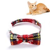 Snowflake Christmas Red Plaid Adjustable Pet Bow Tie Collar Bow Knot Cat Dog Collar, S 17-30cm Big Bowknot, S 17-30cm Small Bowknot, S 17-30cm Pointed Bowknot, S 17-30cm Tie, S 17-30cm Big Bowknot With Bell, S 17-30cm Small Bowknot With Bell