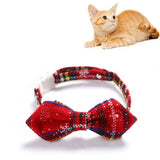 Snowflake Christmas Red Plaid Adjustable Pet Bow Tie Collar Bow Knot Cat Dog Collar, S 17-30cm Big Bowknot, S 17-30cm Small Bowknot, S 17-30cm Pointed Bowknot, S 17-30cm Tie, S 17-30cm Big Bowknot With Bell, S 17-30cm Small Bowknot With Bell