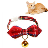 Snowflake Christmas Red Plaid Adjustable Pet Bow Tie Collar Bow Knot Cat Dog Collar, S 17-30cm Big Bowknot, S 17-30cm Small Bowknot, S 17-30cm Pointed Bowknot, S 17-30cm Tie, S 17-30cm Big Bowknot With Bell, S 17-30cm Small Bowknot With Bell