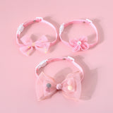 Pet Handmade Adjustable Cat Dog Bow Tie Collar, S 17-32cm Ball Bowknot, S 17-32cm Sequin Bowknot, S 17-32cm Pearl Flowers