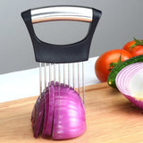 Stainless Steel Onion Fork Holder Pin Kitchen Vegetable Slicing Aid, Black Silver