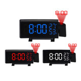 Three-color Projection Radio Alarm Clock USB Digital Alarm Clock Thermometer & Hygrometer, Three-color Projection